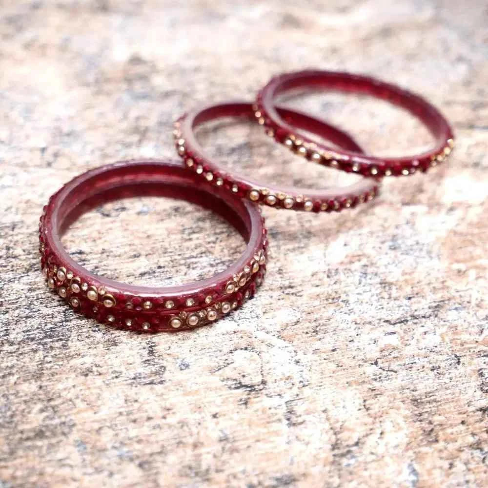 4 Pcs Maroon Kara Bangle 