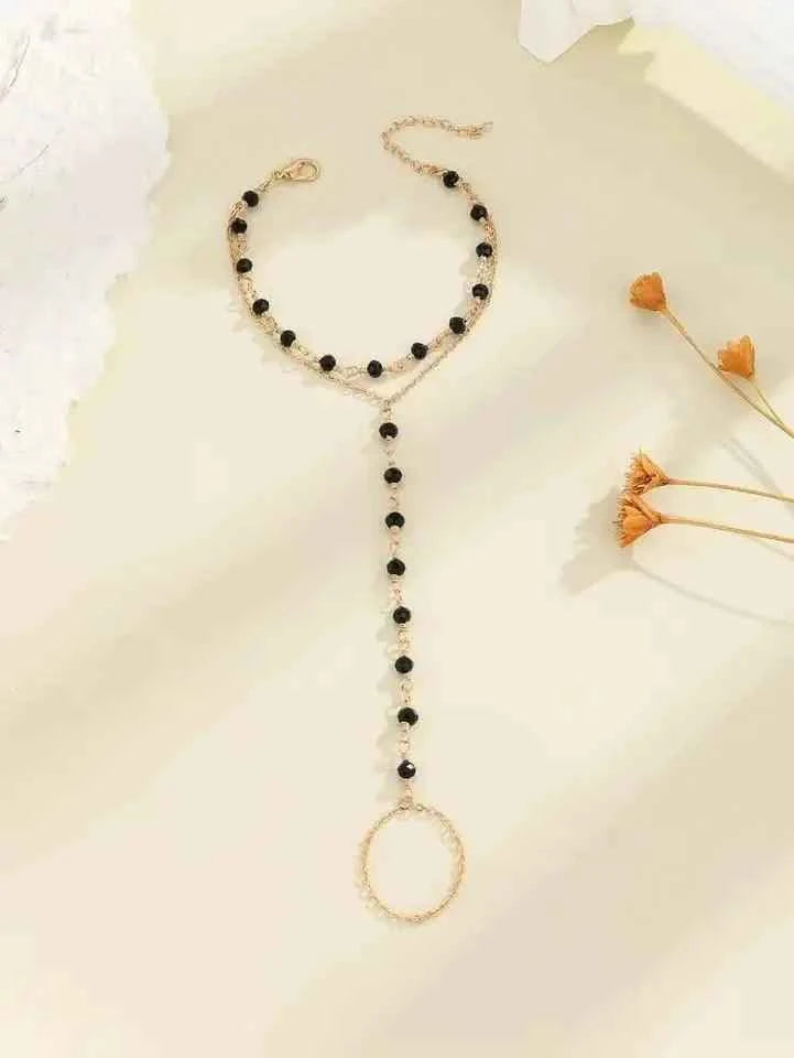 Alloy Chain Bracelet Black Dot