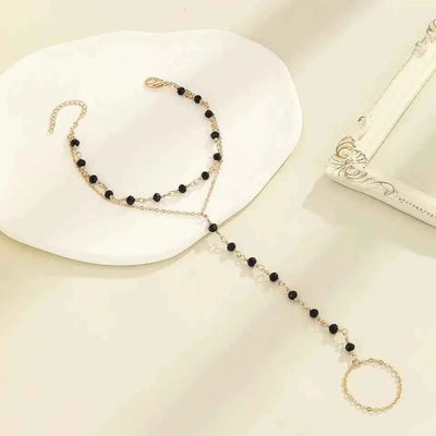 Alloy Chain Bracelet Black dot - Gold