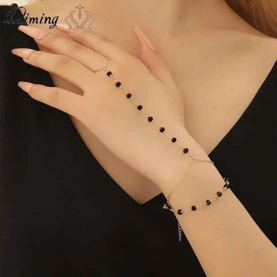 Alloy Chain Bracelet Black Dot