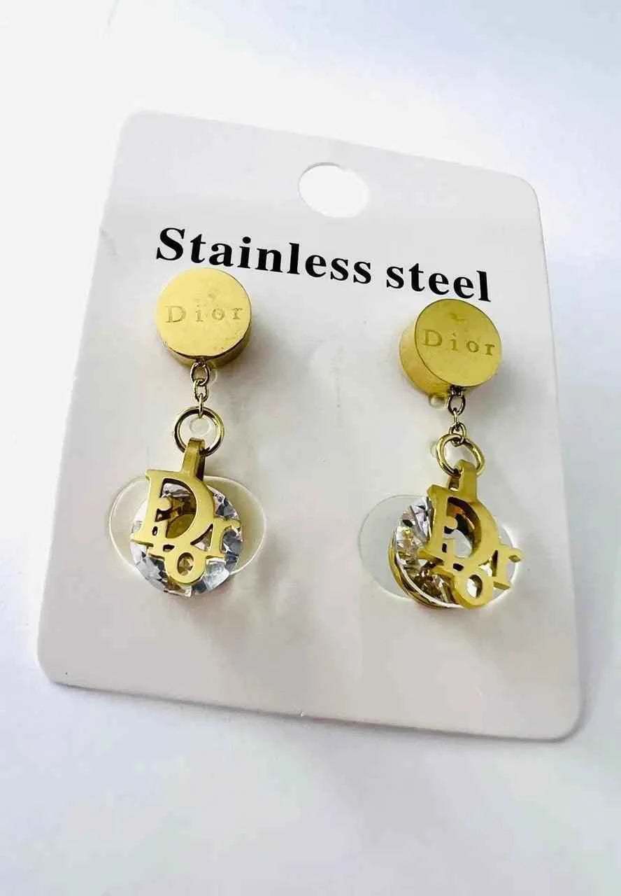 Dior Dangling Gold Plated Earrings E-6