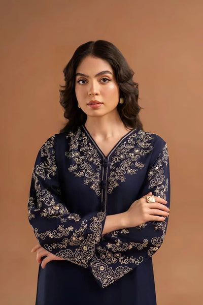 Stylish Women's Stitched Navy-Blue Embroidered - 2 Pc