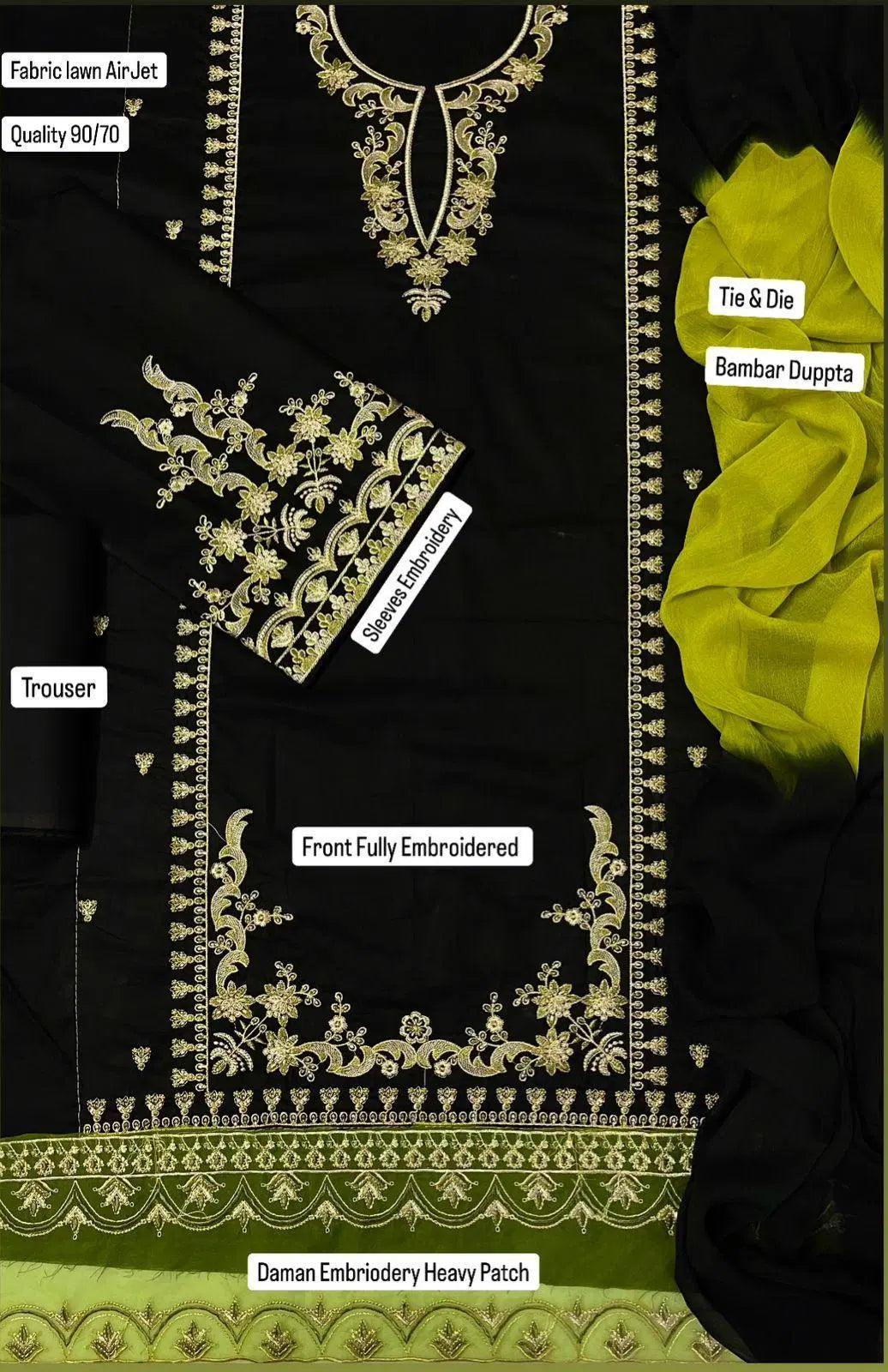 Elegant Embroidered Suit Set - 3 Pcs KOK-101.