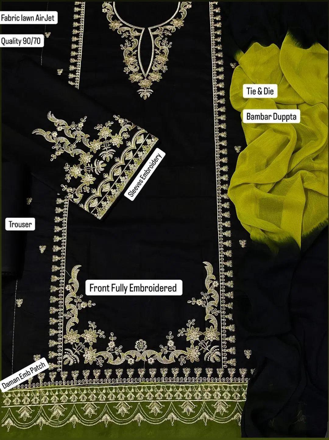 Elegant Embroidered Suit Set - 3 Pcs KOK-101.