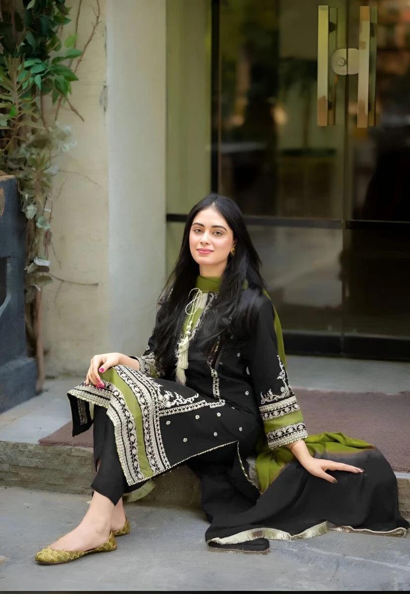 Elegant Embroidered Suit Set - 3 Pcs KOK-101.