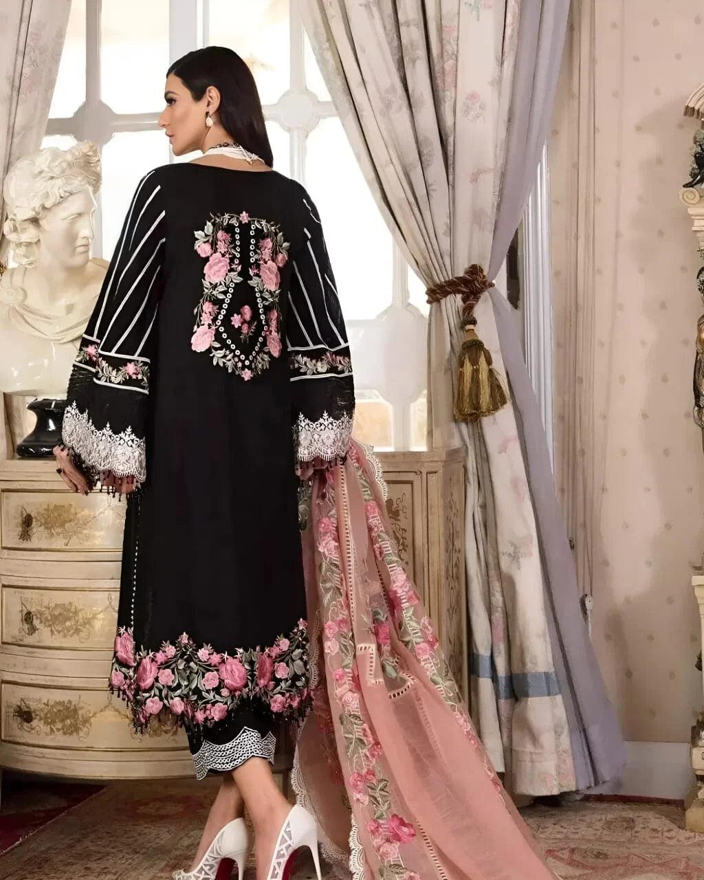 3 Pcs Unstitched Embroidered Suit.
