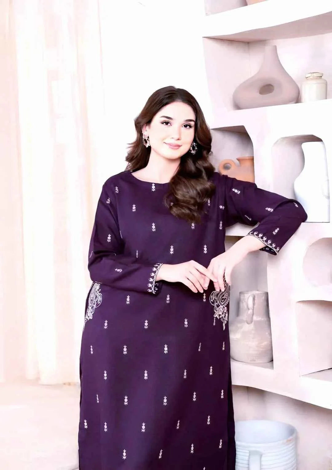 2 Pcs Women's Unstitched Embroidered Suit