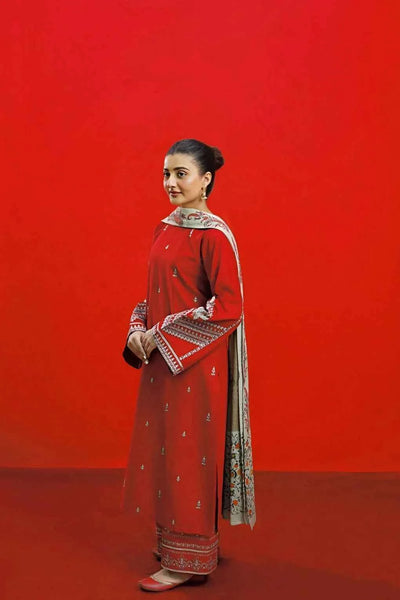 3 Pcs Women's Unstitched Embroidered Suit