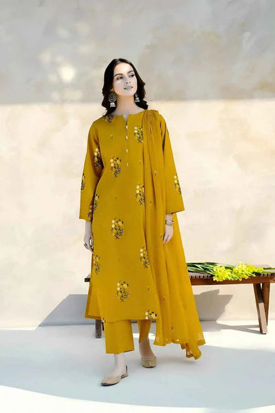 3 Pcs Women's Unstitched Embroidered Suit