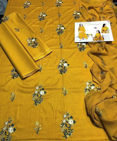 3 Pcs Women's Unstitched Embroidered Suit