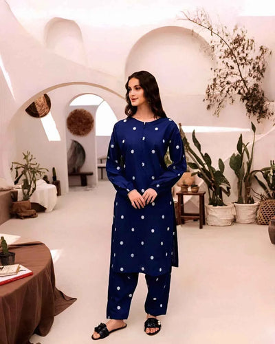 2 Pcs Women's Unstitched Embroidered Suit