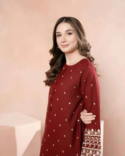 2 Pcs Women's Unstitched Embroidered Suit