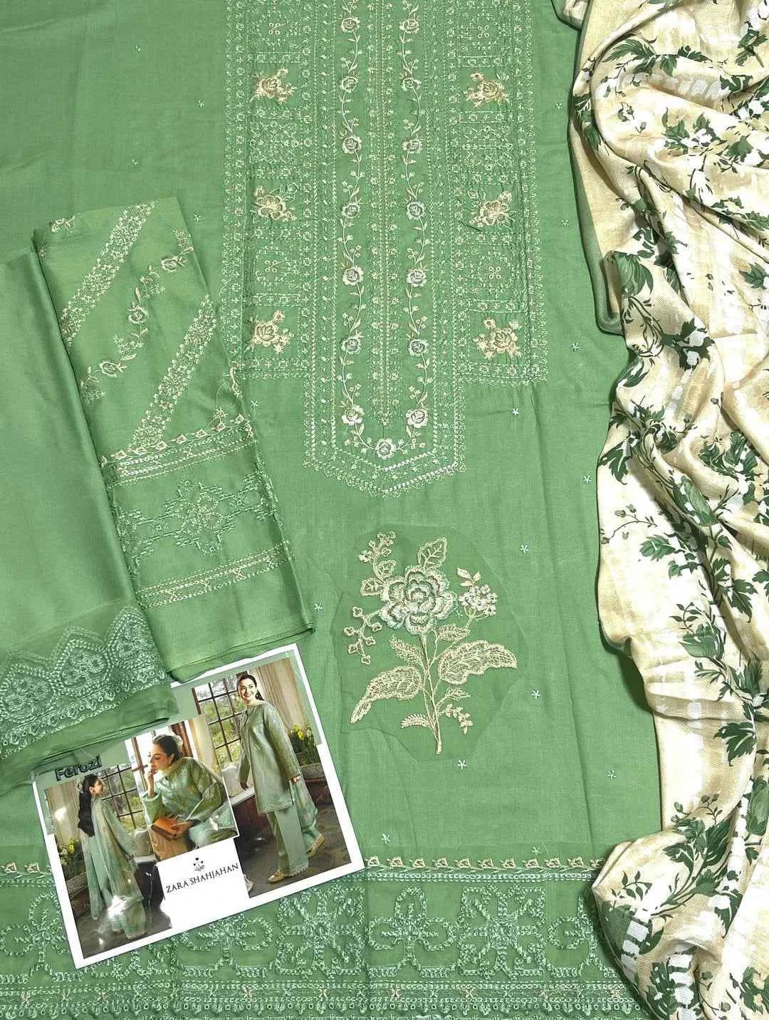 3 Pcs Women's Unstitched Embroidered Suit