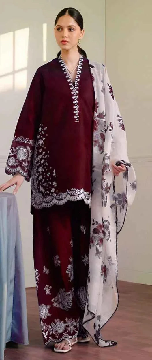 3 Pcs Women's Unstitched Embroidered Suit