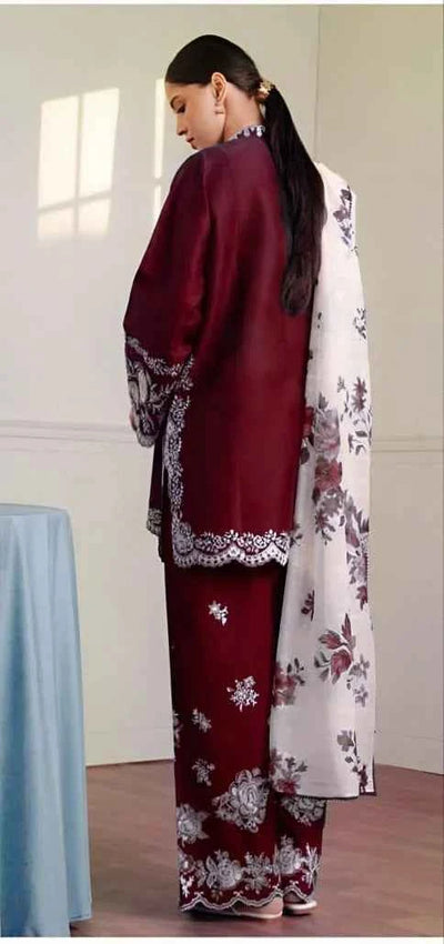 3 Pcs Women's Unstitched Embroidered Suit