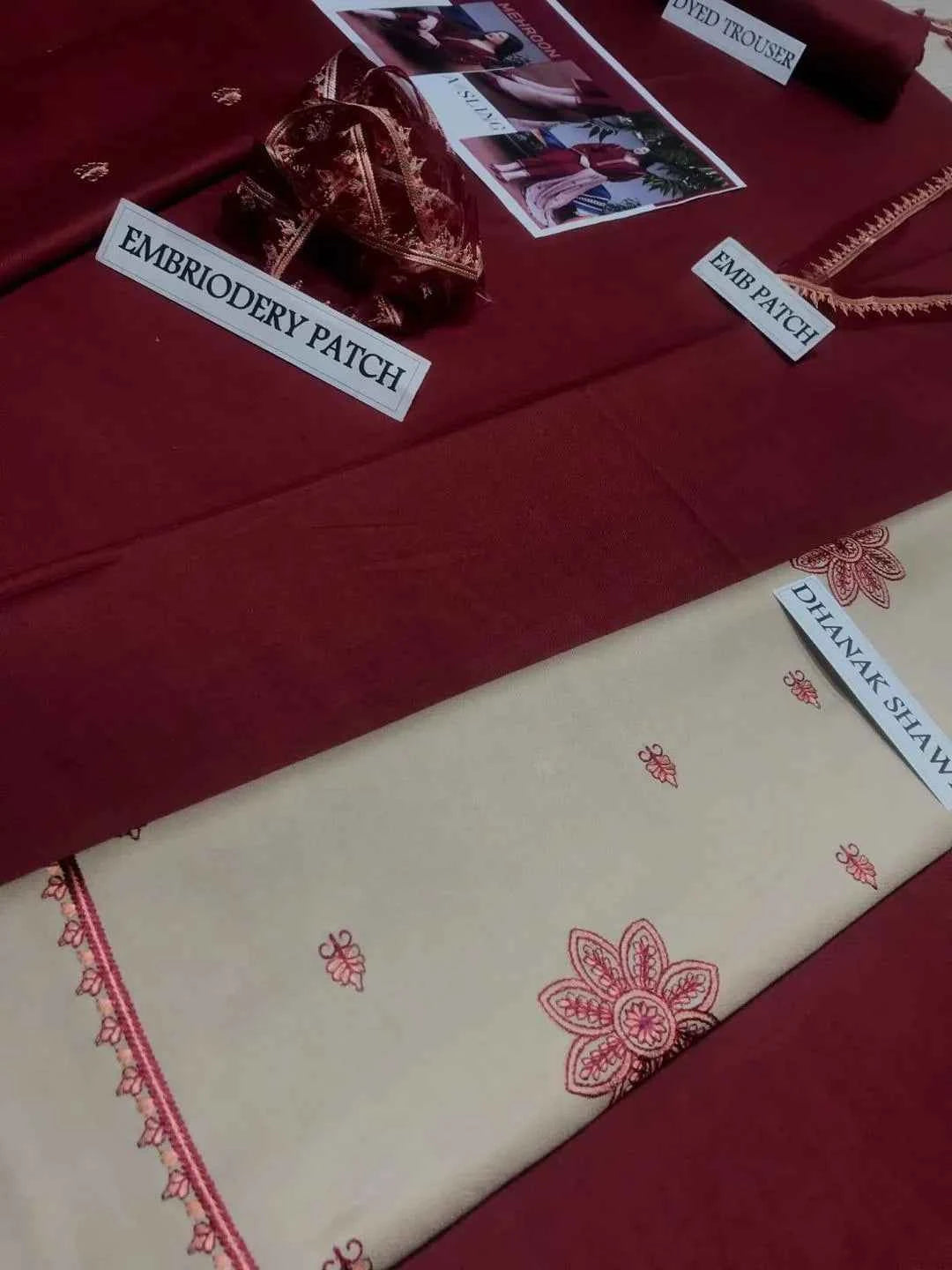 3 Pcs Women's Unstitched Embroidered Suit