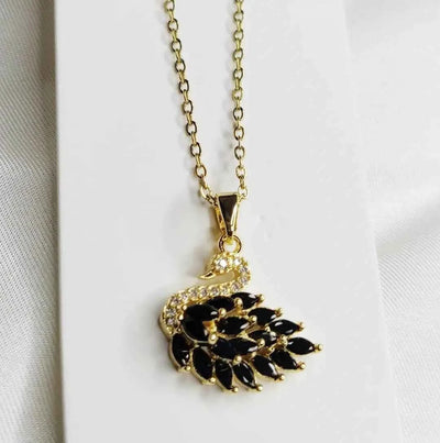 Swan Design Gold Plated Zircon Pendant N-14