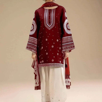 3 Pcs Women's Unstitched Embroidered Suit