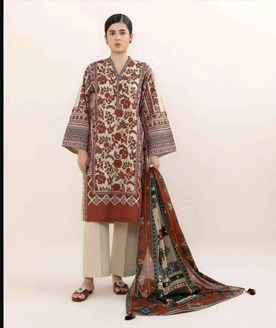 3 Pcs Women's Unstitched Printed Suit
