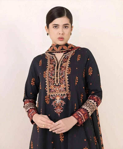 3 Pcs Women's Unstitched Linen Printed Suit