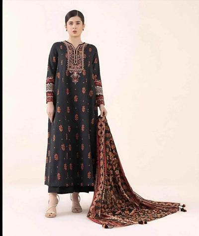 3 Pcs Women's Unstitched Linen Printed Suit