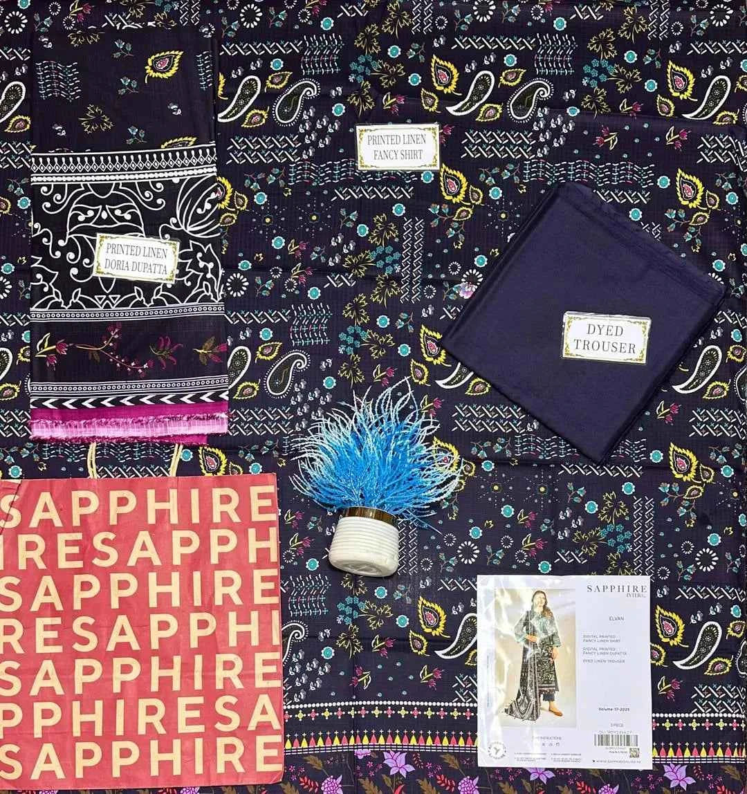 3 Pcs Women's Unstitched Linen Printed Suit