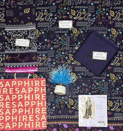 3 Pcs Women's Unstitched Linen Printed Suit