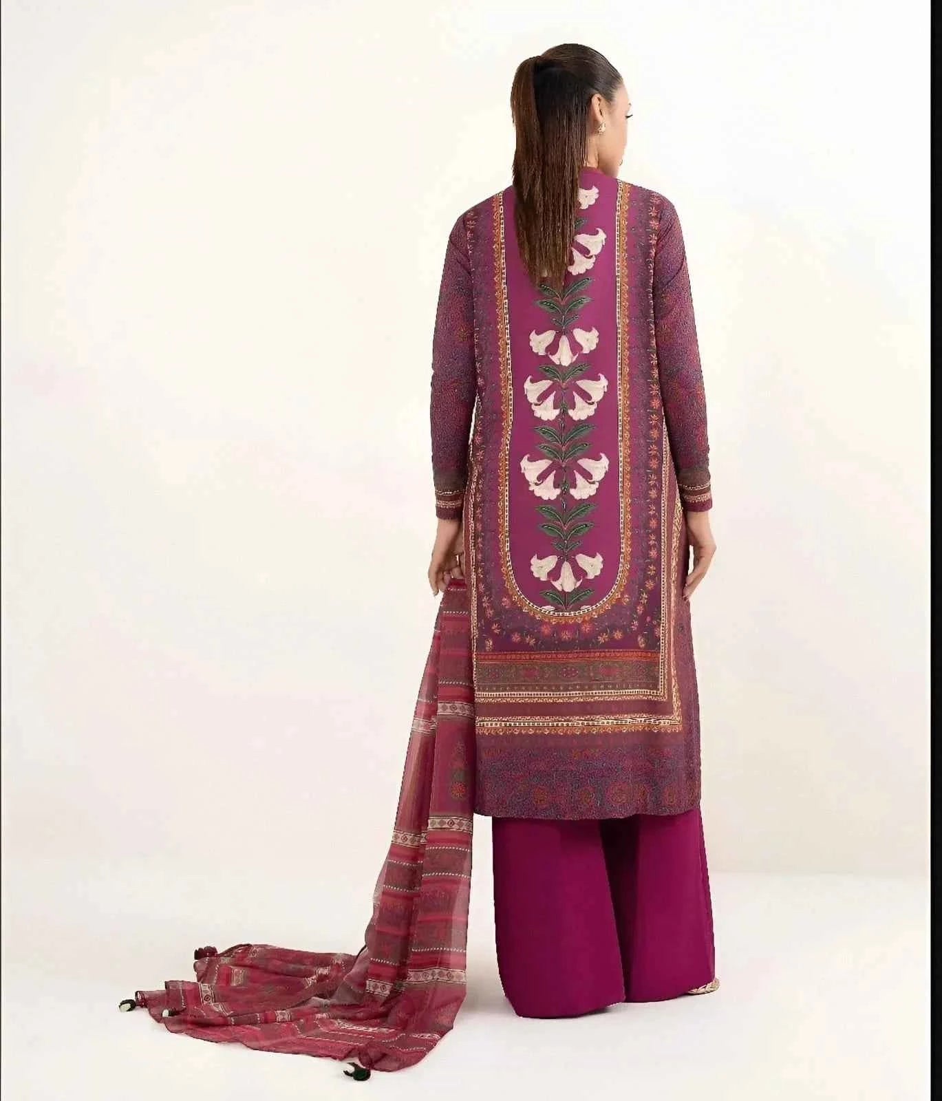 3 Pcs Women's Unstitched Linen Printed Suit