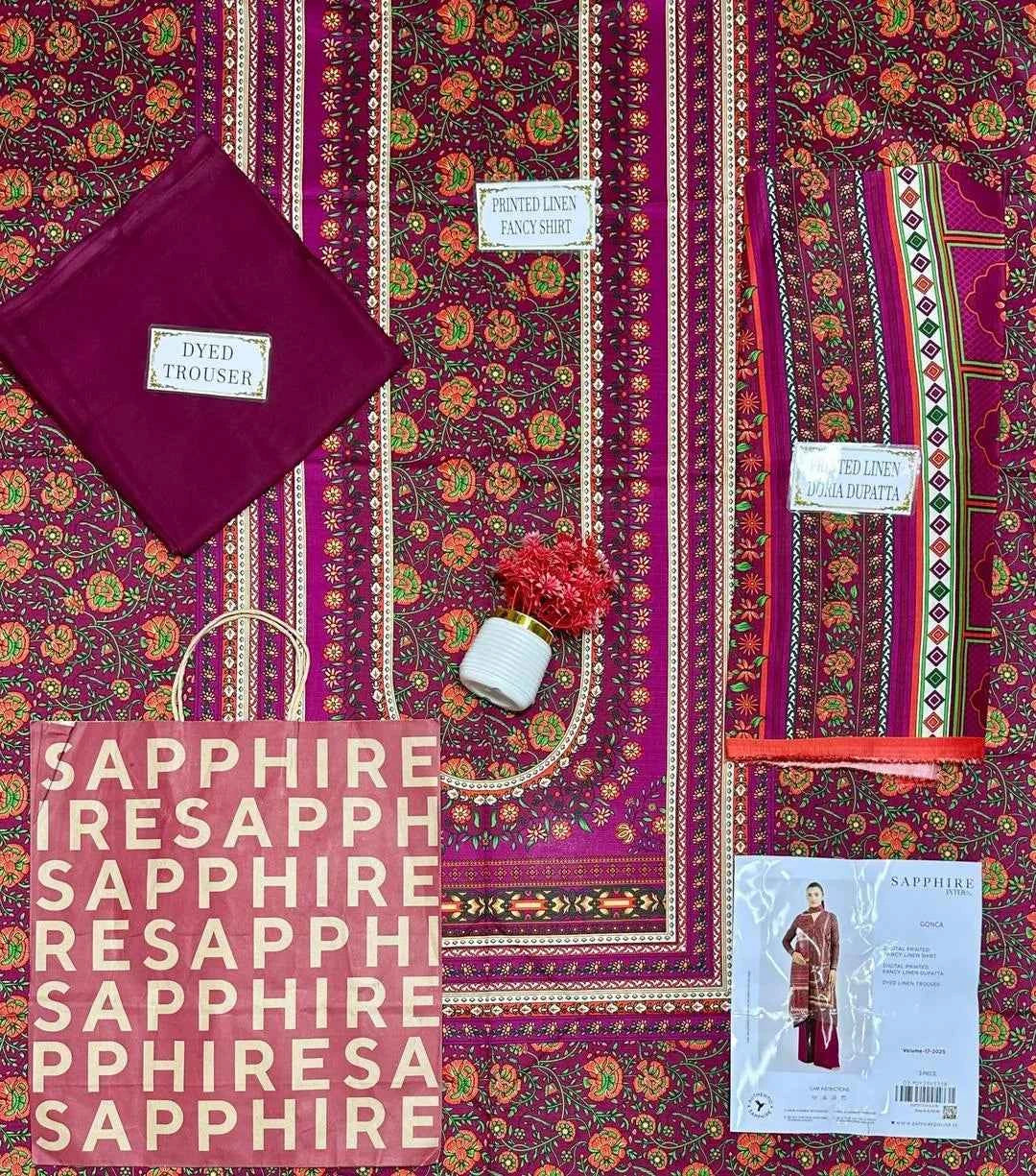 3 Pcs Women's Unstitched Linen Printed Suit