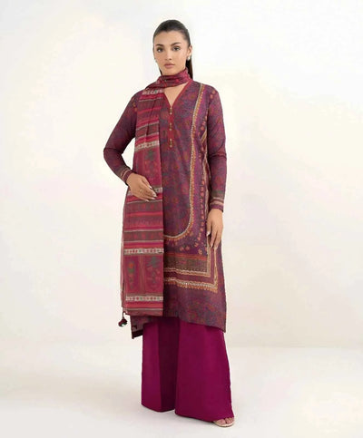 3 Pcs Women's Unstitched Linen Printed Suit