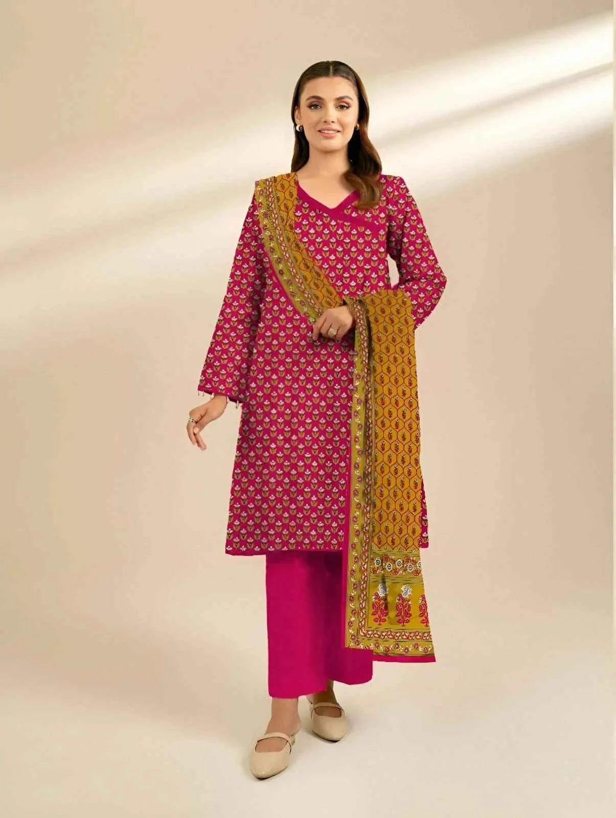 3 Pcs Women's Unstitched Linen Printed Suit