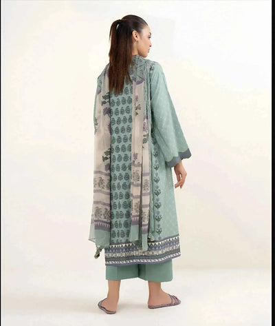3 Pcs Women's Unstitched Linen Printed Suit