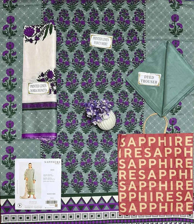 3 Pcs Women's Unstitched Linen Printed Suit