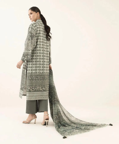 3 Pcs Women's Unstitched Linen Printed Suit