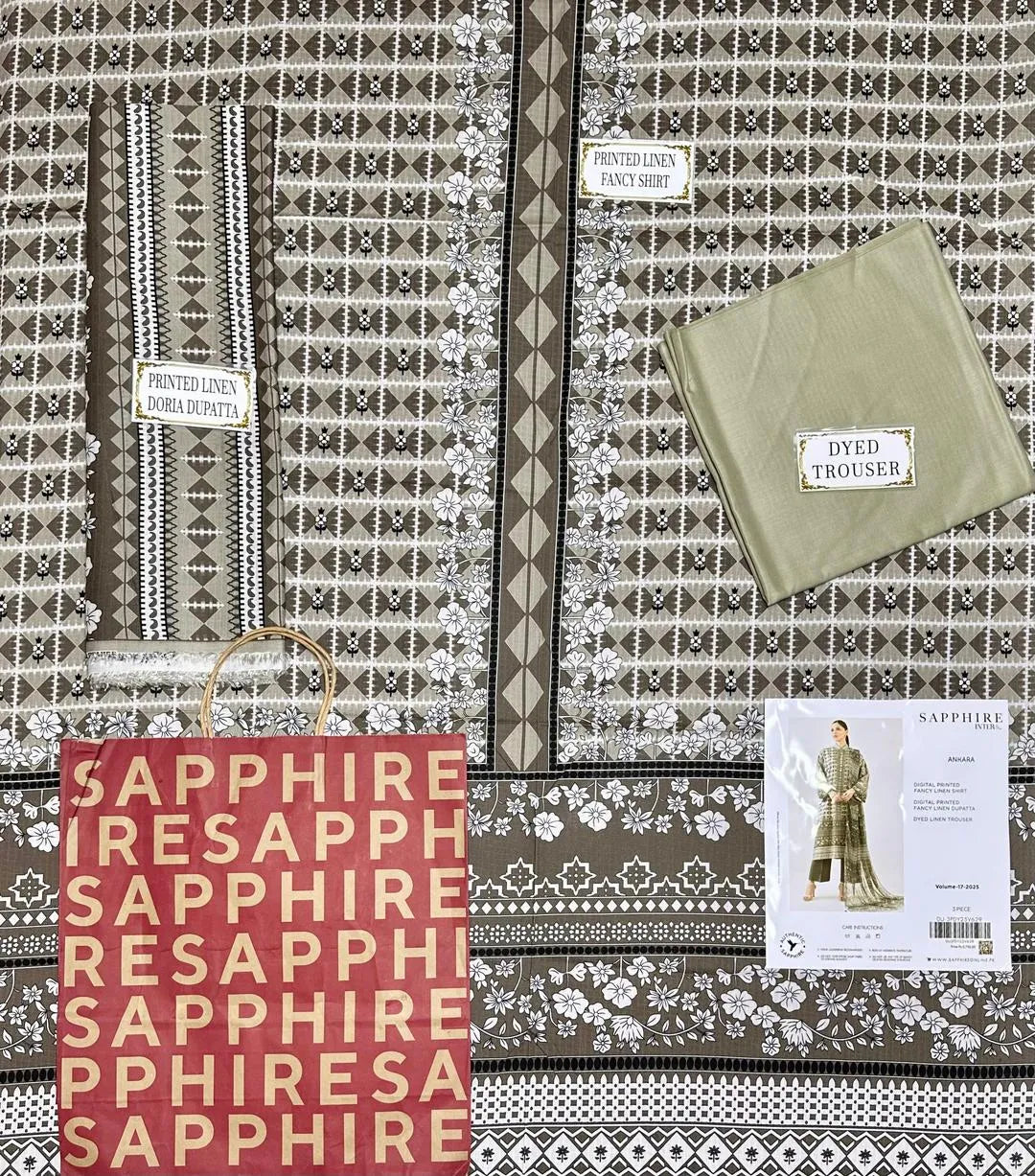 3 Pcs Women's Unstitched Linen Printed Suit