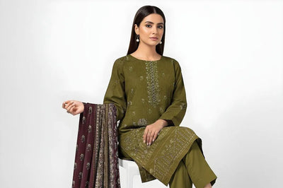 3 Pcs Women's Unstitched Viscose Plain Suit