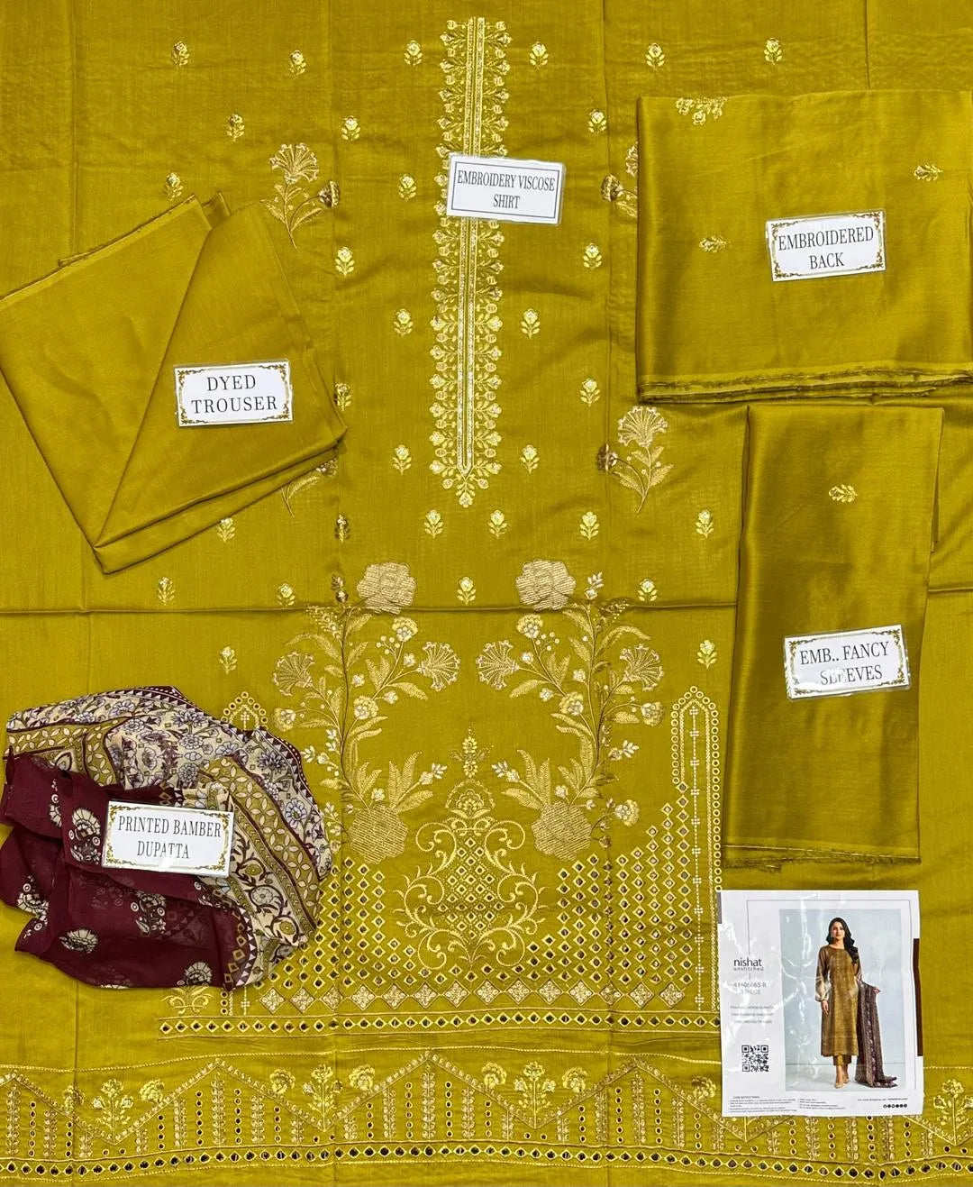 3 Pcs Women's Unstitched Viscose Plain Suit