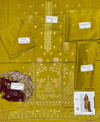 3 Pcs Women's Unstitched Viscose Plain Suit