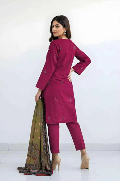 3 Pcs Women's Unstitched Viscose Plain Suit