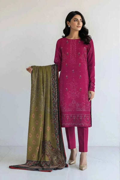 3 Pcs Women's Unstitched Viscose Plain Suit