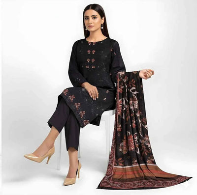 3 Pcs Women's Unstitched Viscose Plain Suit