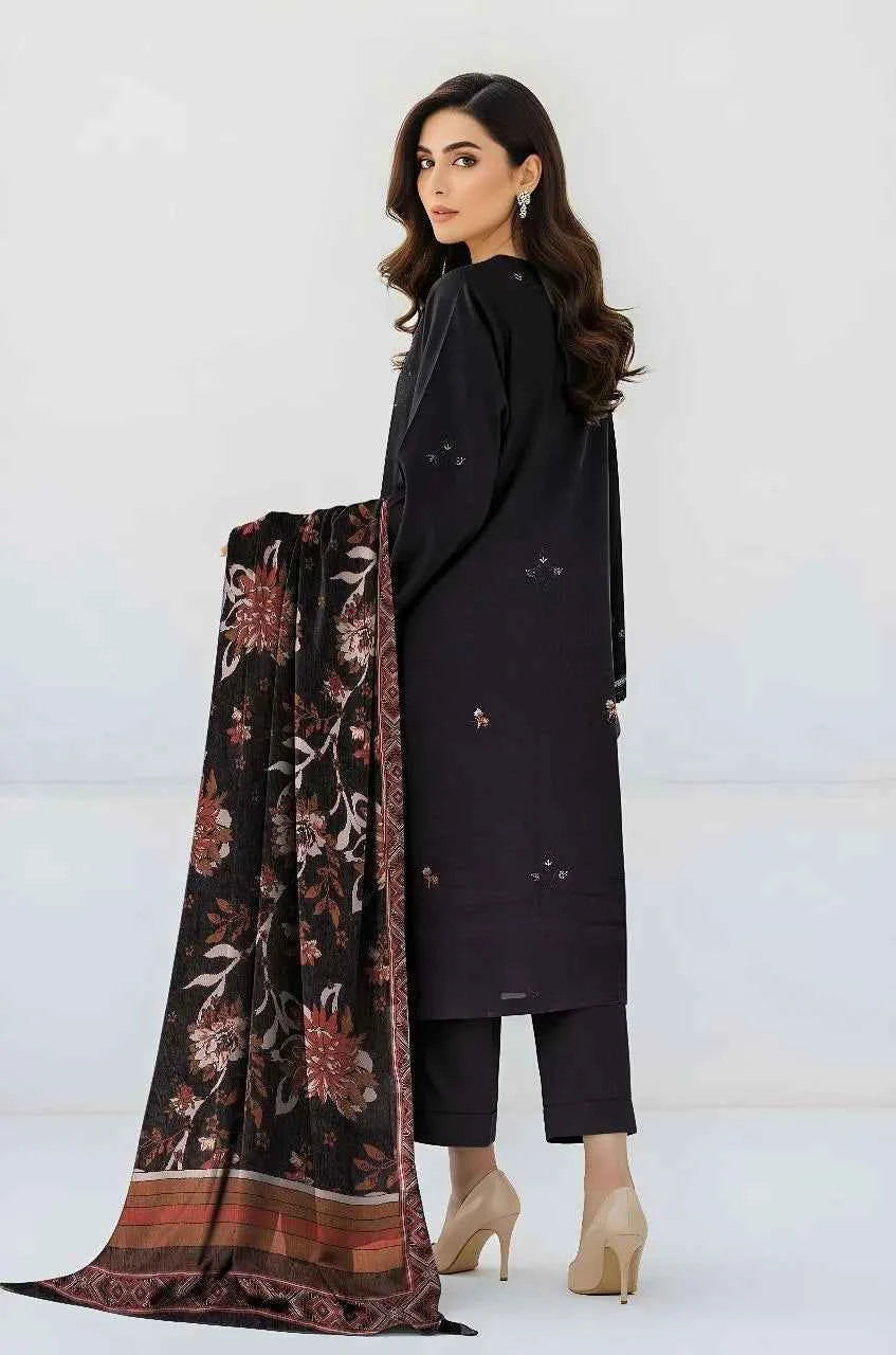 3 Pcs Women's Unstitched Viscose Plain Suit