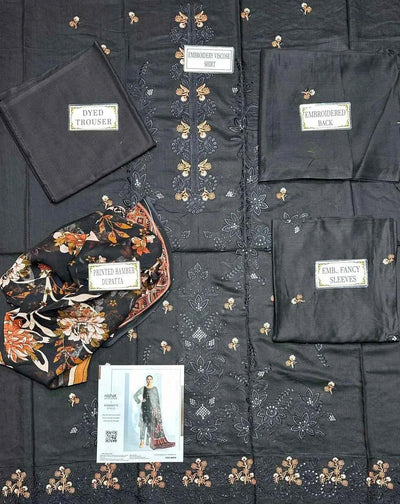 3 Pcs Women's Unstitched Viscose Plain Suit