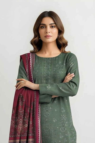 3 Pcs Women's Unstitched Viscose Plain Suit