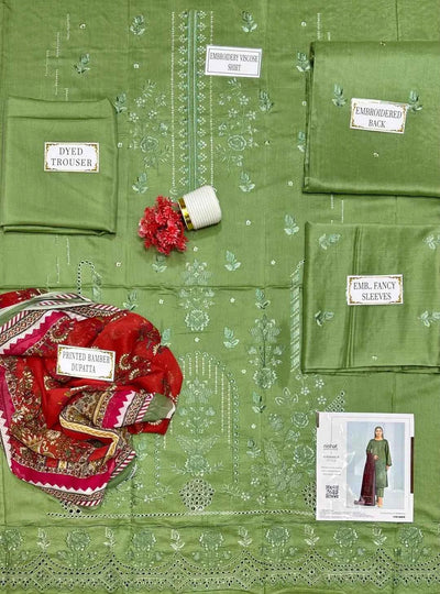 3 Pcs Women's Unstitched Viscose Plain Suit