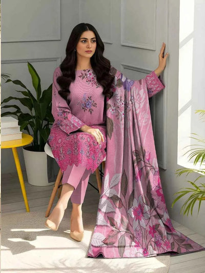 3 Pcs Women's Unstitched Printed Suit