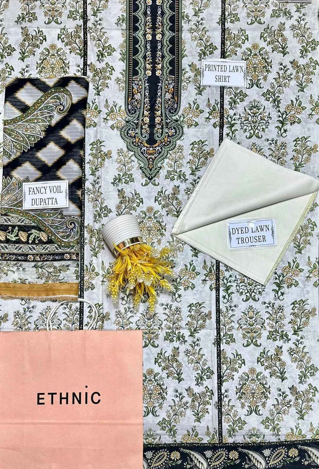 3 Pcs Women's Unstitched Printed Suit