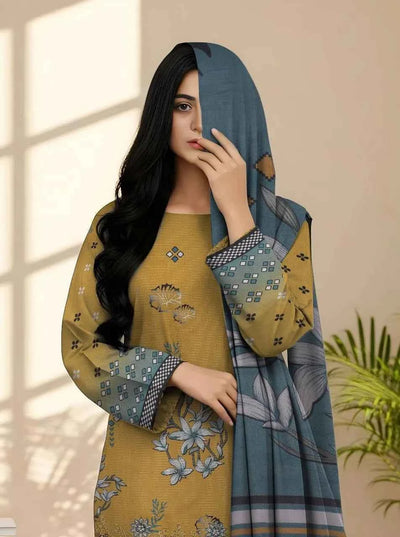 3 Pcs Women's Unstitched Printed Suit