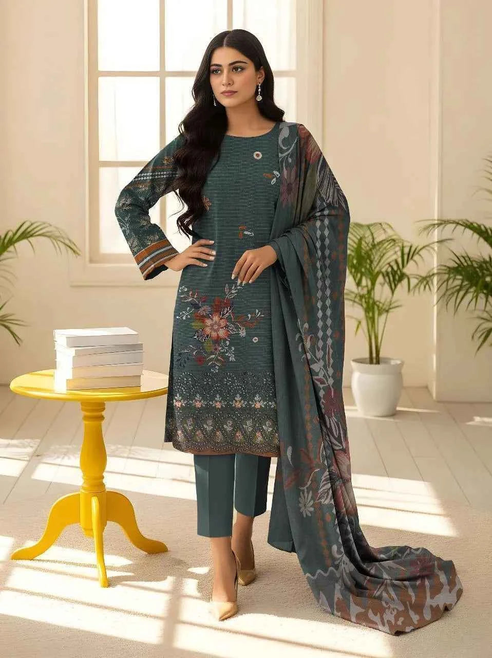 3 Pcs Women's Unstitched Printed Suit