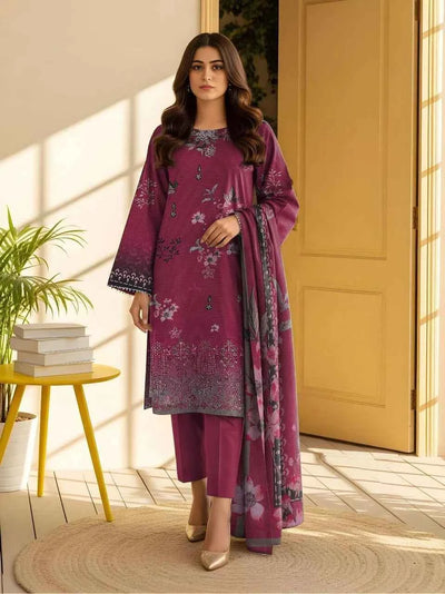 3 Pcs Women's Unstitched Viscose Printed Suit